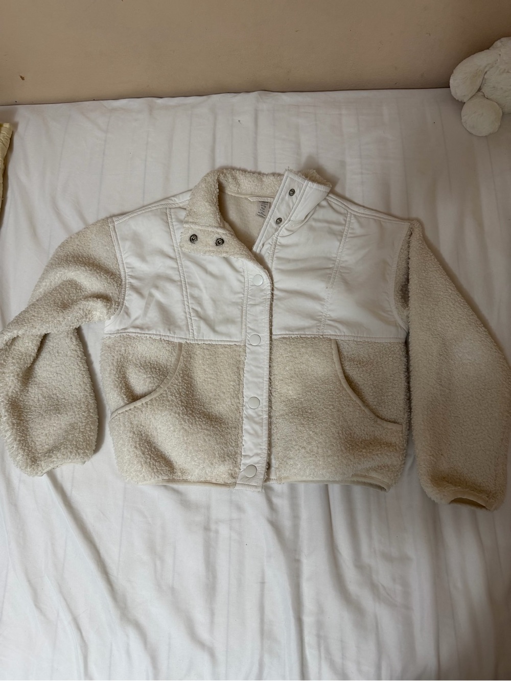 90 Degree By Reflex Cream Sherpa Snap Jacket
